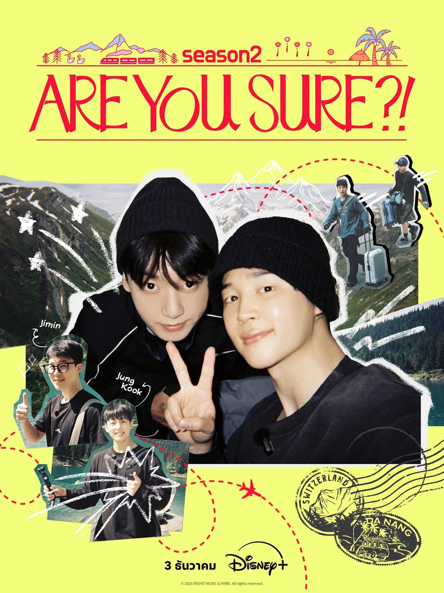 🔊 วันนี้บ่ายสามโมงอาร์มี่อย่าลืมนัดกับ #JIMIN &amp; #JUNGKOOK <a href="/BTS_twt/">방탄소년단</a> ในรายการ <Are You Sure?! Season 2>🤷"?!"🤷 

🔴 EP 1 , EP 2 
📺 ออกอากาศทาง Disney+

#이게맞아2 #AreYouSure2  
#지민x정국 #JiminxJungKook