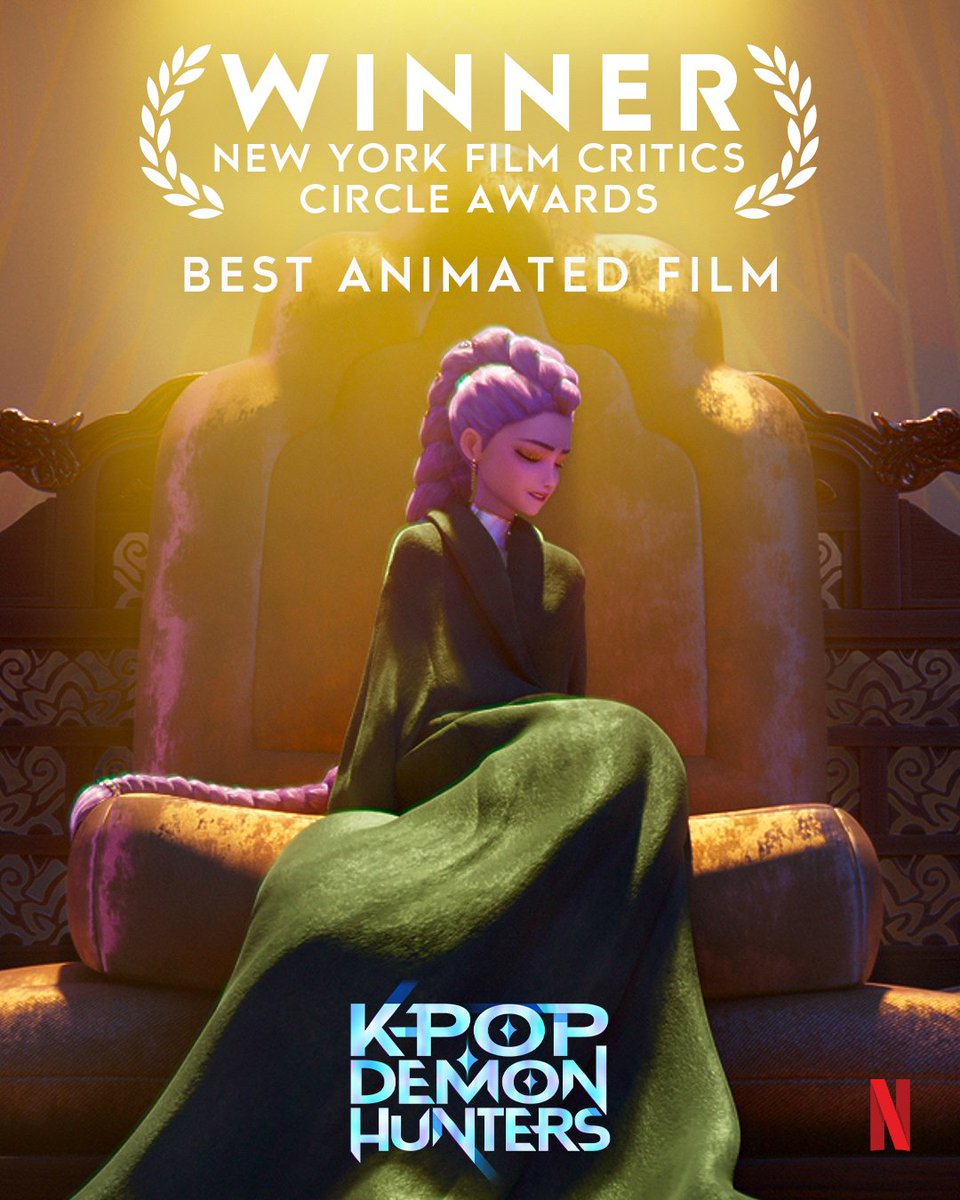 <케이팝 데몬 헌터스>가 뉴욕 영화 비평가 협회로부터 🏆올해의 최우수 애니메이션 영화로 선정되었습니다. 축하드립니다! #KPOPDEMOMHUNTERS