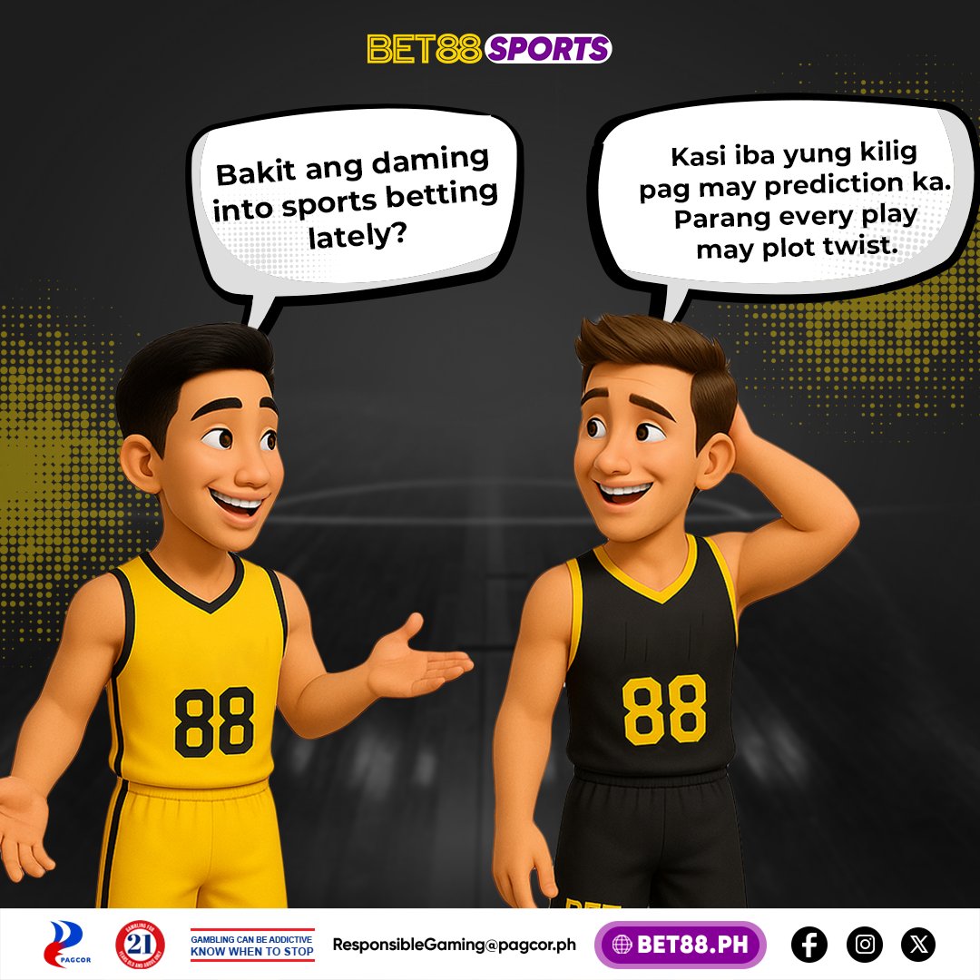 Bet88PH's tweet photo. Para sa mga ka-Swerte na trip ang kilig sa bawat play!
Sports betting = extra saya habang nanonood, pero tandaan… enjoy responsibly!
Download the BET88 app for FREE, register and win now at https://t.co/wYlySx45zx.
#BET88PH #BET88Sports #GameResponsibly https://t.co/jTvFs6f5l9