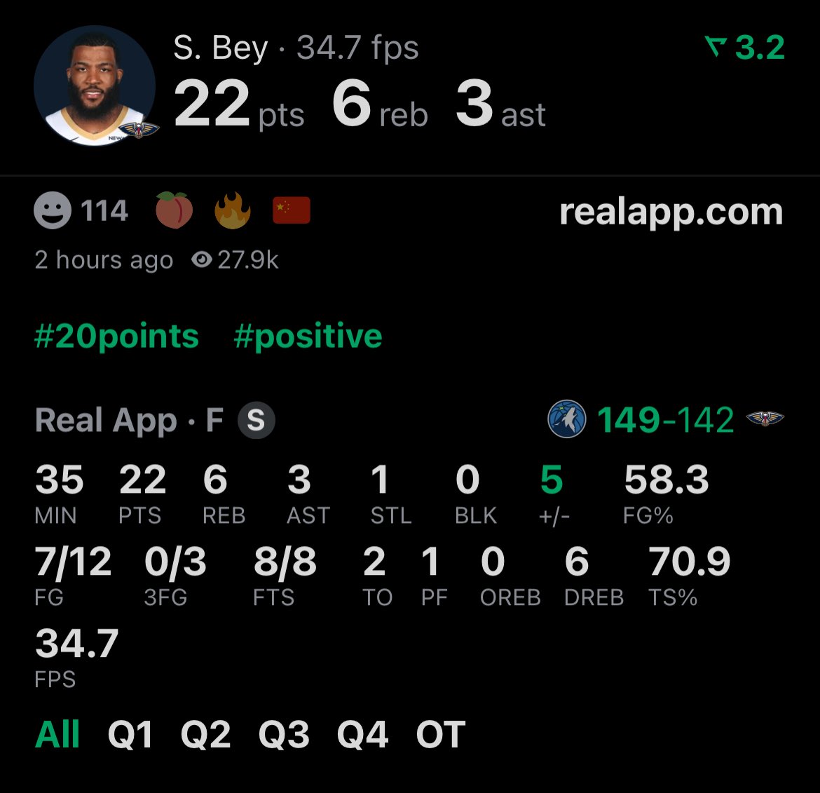 jaredrblock's tweet image. Saddiq Bey was my flag plant play of the day given to @trinityanalytic members

22 points
6 rebounds 
3 assists
✅ over 24.5 PRA continues to hit 

@realapp