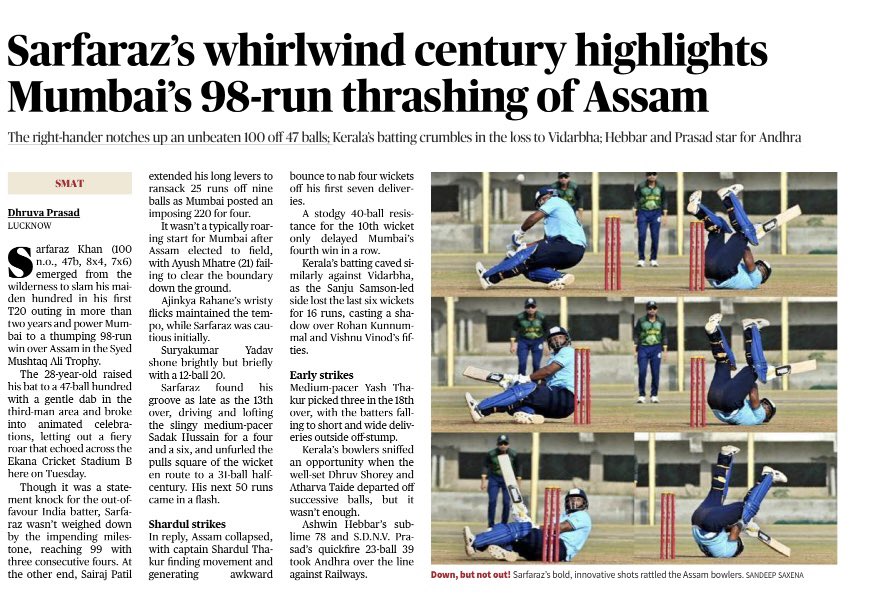 A superb, statement century from Sarfaraz Khan for Mumbai. 

#SMAT2025 #SMAT