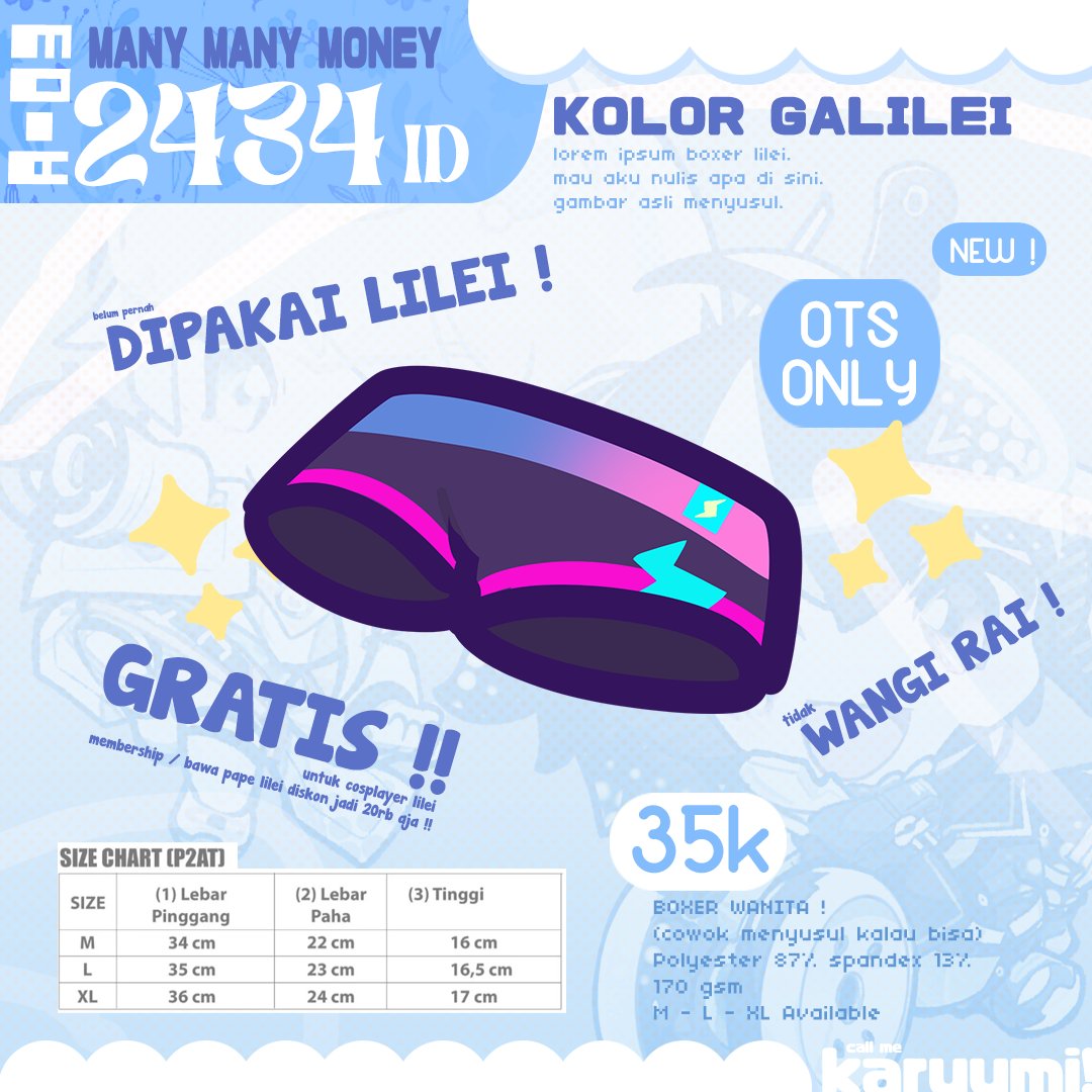 51Rylkaru's tweet image. You can PO via dm ! don't be shy !
📩❌ This one OTS only ! 
📅 03-10 DES | 📍 A-03 | 📩❌

💫 ̷ᵇ̷ᵘ̷ᵏ̷ᵃ̷ⁿ̷  Kolor lilei

Real pict menyusul

(2/5)
#nijiiropalette #nijiiropalette1