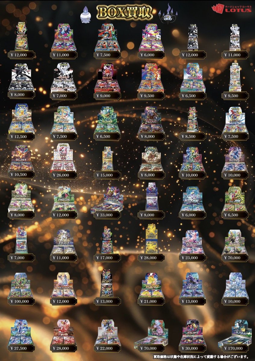 BOXの買取表になります！