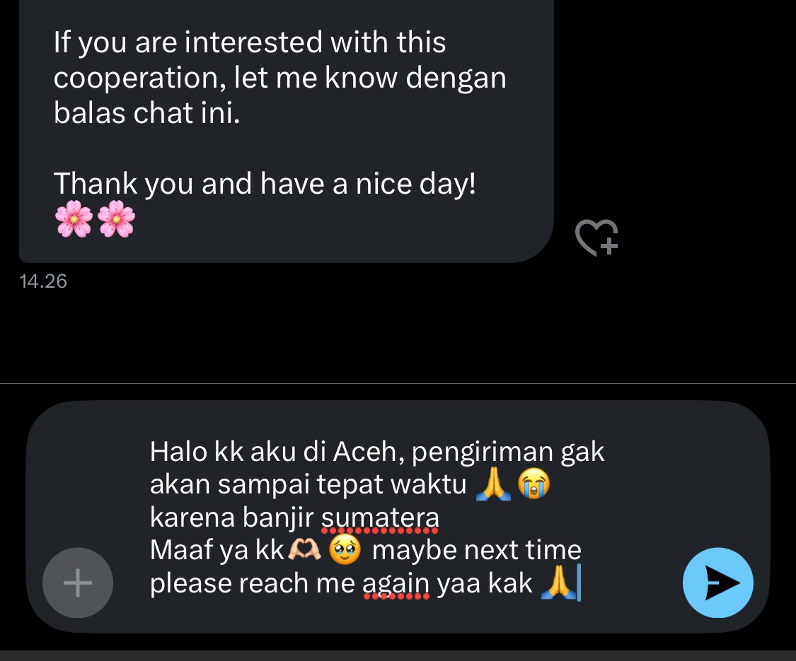 zoerazora's tweet image. 🙏🙏🙏🙏 Halt every job and endorsement now karena aku di Aceh dan terisolir, jalan vital nasional rusak gak tau kapan pulihnya. Jangankan truk paket, untuk truk sembako aja ga bisa melintas. thank you brand yg udah nge reach out, i’m sorry maybe next time 🥹🙏