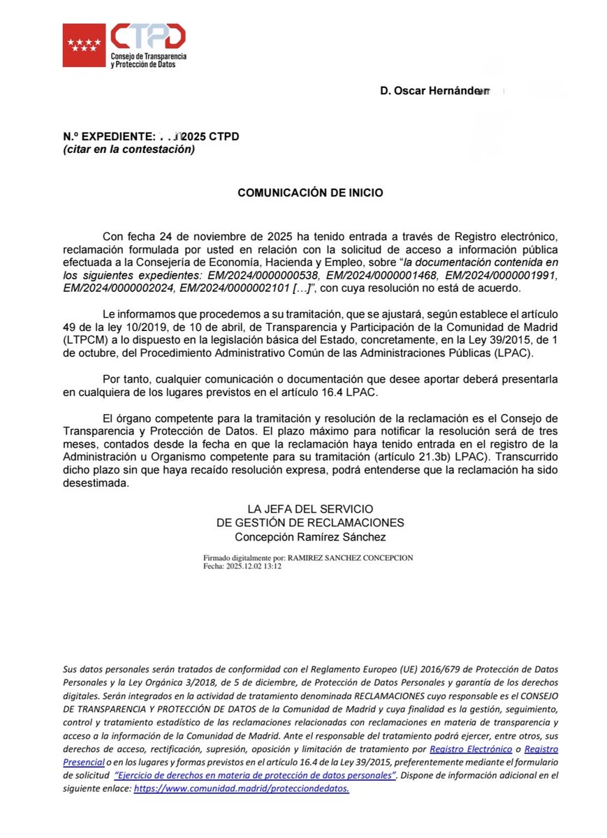 Durante el mandato de Ayuso (19-24) los sobrecostes (real - presupuesto) de Quirón son de a 2.200 mill€

Esos sobrecostes se deben justificar en expedientes. Yo solicité acceso a los 16 de 2024 (900 mill€). Me vacilaron. Ya está en manos (otro más) del Consejo de Transparencia