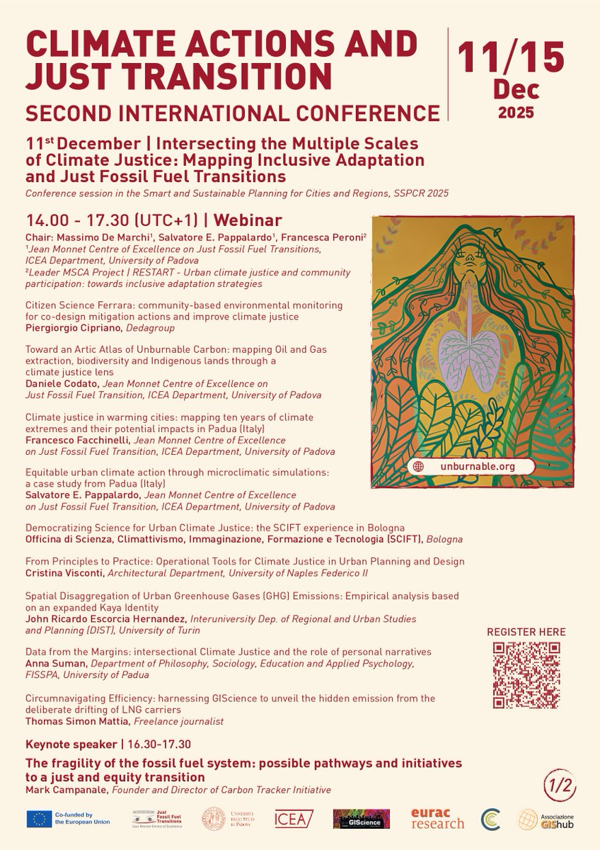 CoE_Unburnable's tweet photo. Second International Conference on #ClimateAction and #JustTransition - #FullProgramme
It will be held in ENG and simultaneously translated in ITA and ESP
Participation is free and open
Register Here: https://t.co/iUbDRnKTk4
@CampanaleMark @fossiltreaty_It @CarbonBubble https://t.co/I6M5UQ7ORQ