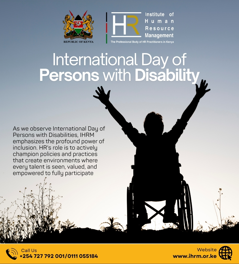Ihrm_Kenya's tweet image. Today, we observe International Day of Persons with Disabilities. Let's celebrate the strength in diversity and commit to making every workplace equitable.

#IDPD #DiversityAndInclusion #IHRM