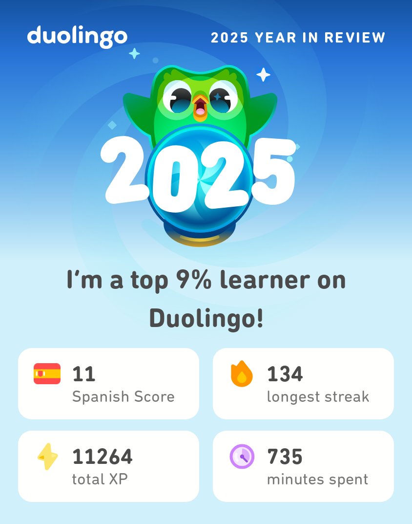 ji9arsoni's tweet image. My 2025 Duolingo stats are in! How did you do? #Duolingo365