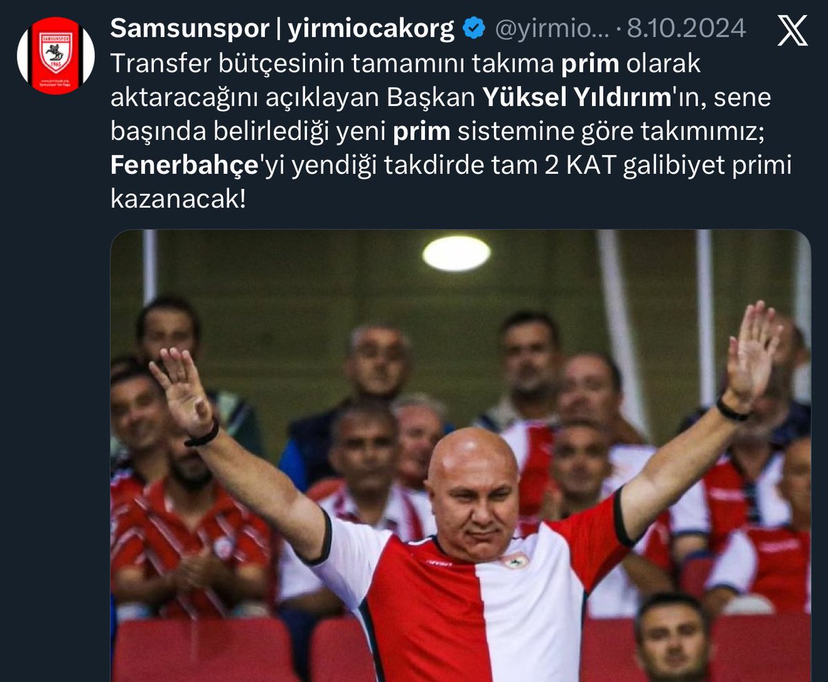 fenere gelince 2 kat prim gs'ye gelince prim yok. allah belanızı versin ne diyim ki. her şey gözler önünde size ses çıkaran da yok. hafta sonu yine "beyni ile kalbi çelişecek bir samsunspor'a" hazır olsun herkes