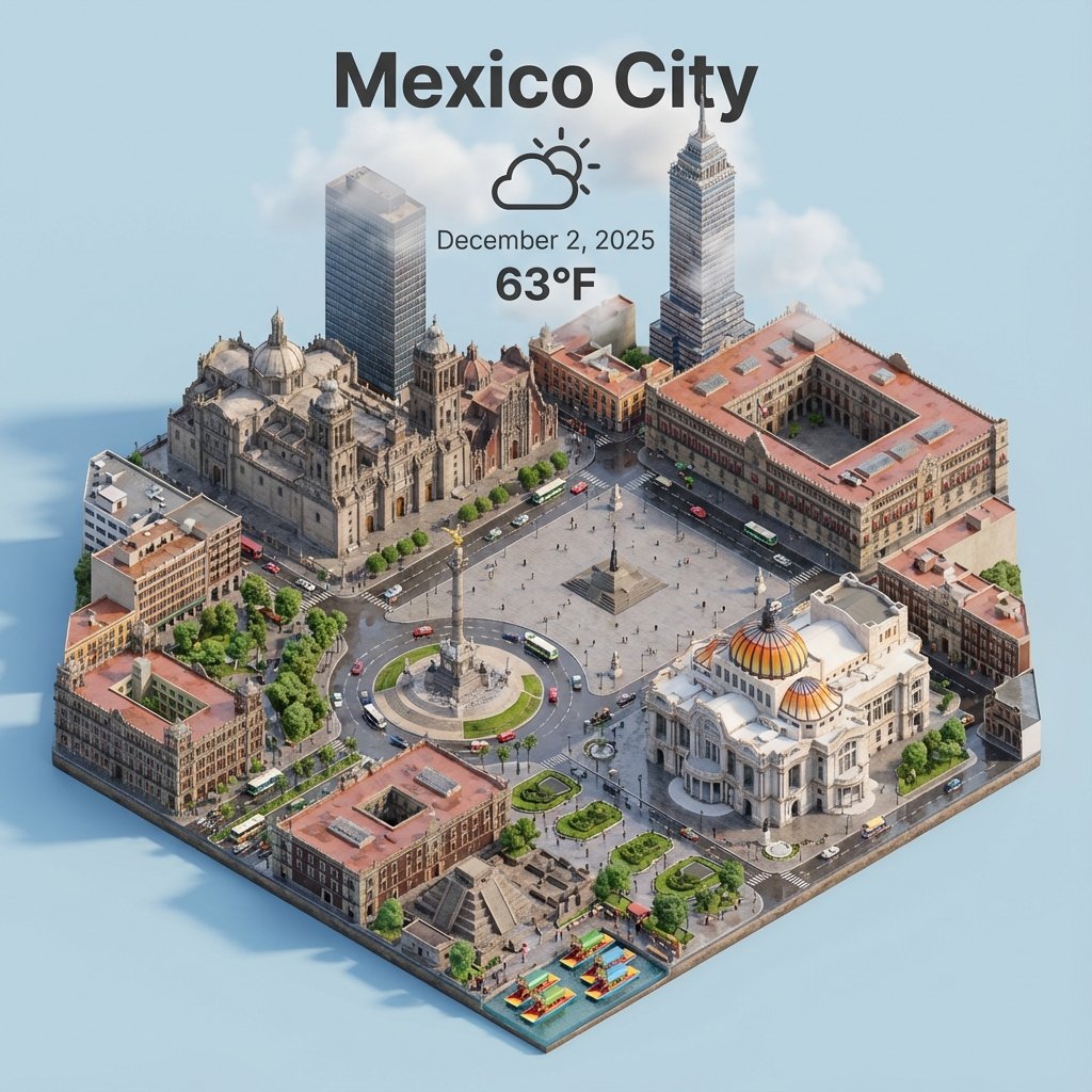 Lovart AI design: Crafting a Miniature 3D Mexico City Scene with AI