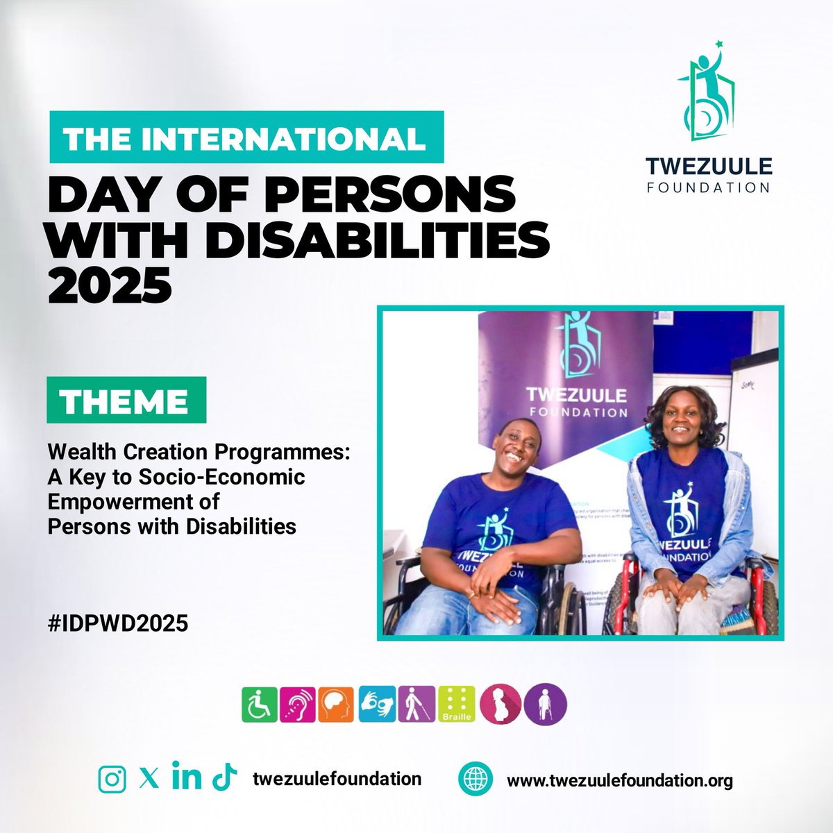 TwezuuleF's tweet photo. Today we celebrate the strength of young persons with disabilities.

We believe wealth creation programmes are key to economic freedom &amp; inclusion for all youth with disabilities.

As we celebrate #IDPWD2025, we continue pushing for equal access to skills, jobs &amp; opportunities. https://t.co/15SvdCF0CD