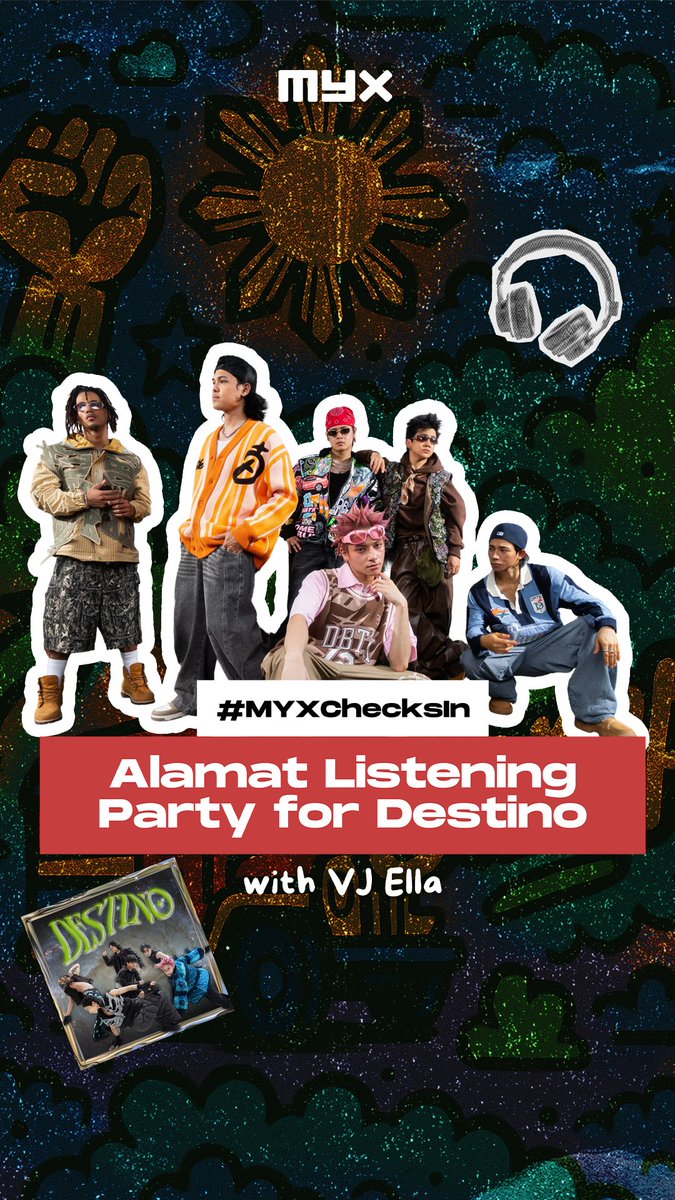 #MYXChecksIn <a href="/Official_ALAMAT/">ALAMAT ᜀᜎᜋᜆ᜔ 🇵🇭</a>'s 'Destino' Listening Party!

VJ Ella hopped on the ALAMAT listening bus tour for an exclusive first listen of their newest album, 'Destino.'

Watch the full episode at 7PM PHT on Youtube – link in the comments 🔗

#MYX #ALAMAT