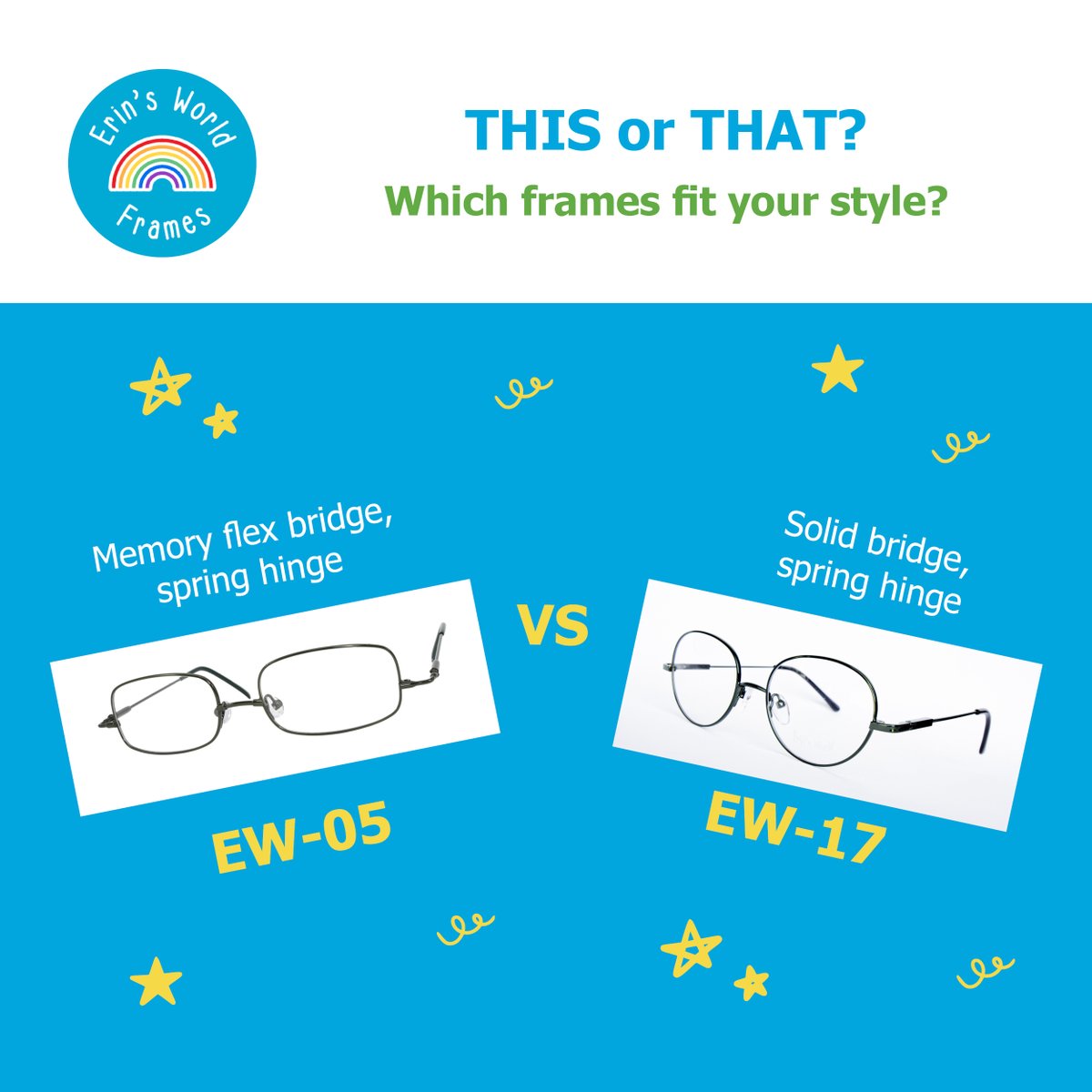 This or That?

Which works best for you?

  #ErinsWorldFrames #DownSyndrome #CelebrateDiversity #DownSyndromeLove #Eyewear #EyewearEssentials #UniqueVision #InclusiveStyle