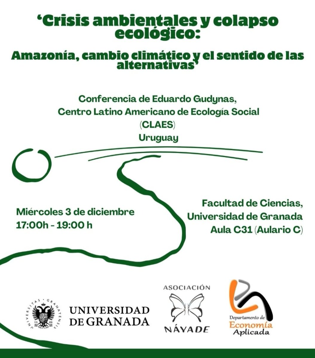 Crisis ambientales nos aproximan a un colapso. Analizaremos esa cuestion urgente a partir de lo que ocurre en la Amazonía --siguiendo el reporte publicado en Bolivia con <a href="/cedib_com/">Cedib</a> Perú <a href="/CooperAccionPER/">CooperAccion</a> y Colombia <a href="/desdeabajo_info/">desdeabajo</a> 
En la Universidad Granada / España: Fac Ciencias