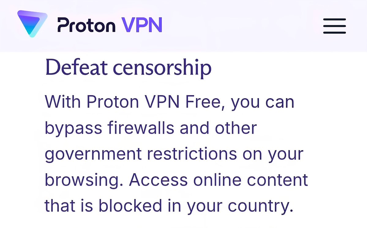MadCONSERVATIVO's tweet image. Defeat censorship with Proton VPN FREE, you can bypass firewalls and other government restrictions on your browsing. Access online content that is blocked in your country.
 
protonvpn.com/free-vpn 
#MakingAKilling #Canada