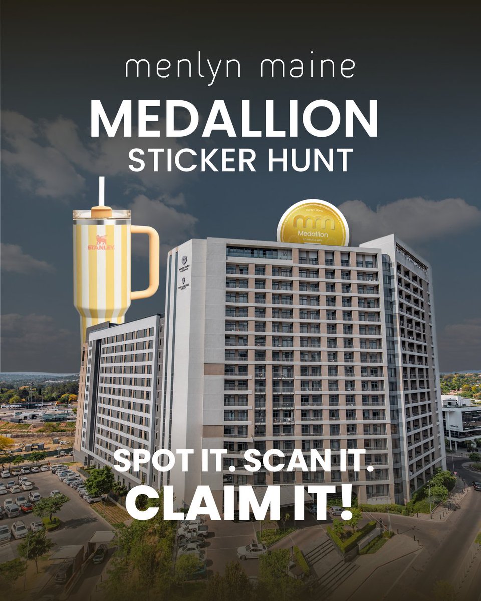 The Menlyn Maine Medallion hunt is back - the prize: a Stanley 👀

With bigger rewards comes a little more patience - but the chase is worth it.
Stay sharp - the clue drops this Saturday  🕶️✨

T’s &amp; C’s Apply
The clue and sticker will only be released on Saturday.