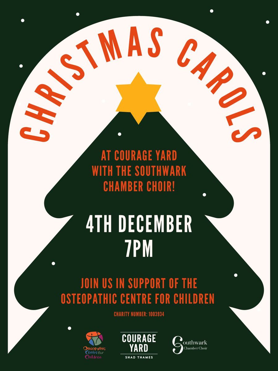 STEP INTO CHRISTMAS!

Join us for a jolly evening of Christmas carols, sung by the angelic voices of Southwark Chamber Choir, who are fundraising on behalf of the OCC!

When: 7pm - Thursday 4th December
Where: Courage Yard, in the courtyard outside the OCC clinic
@courageyard