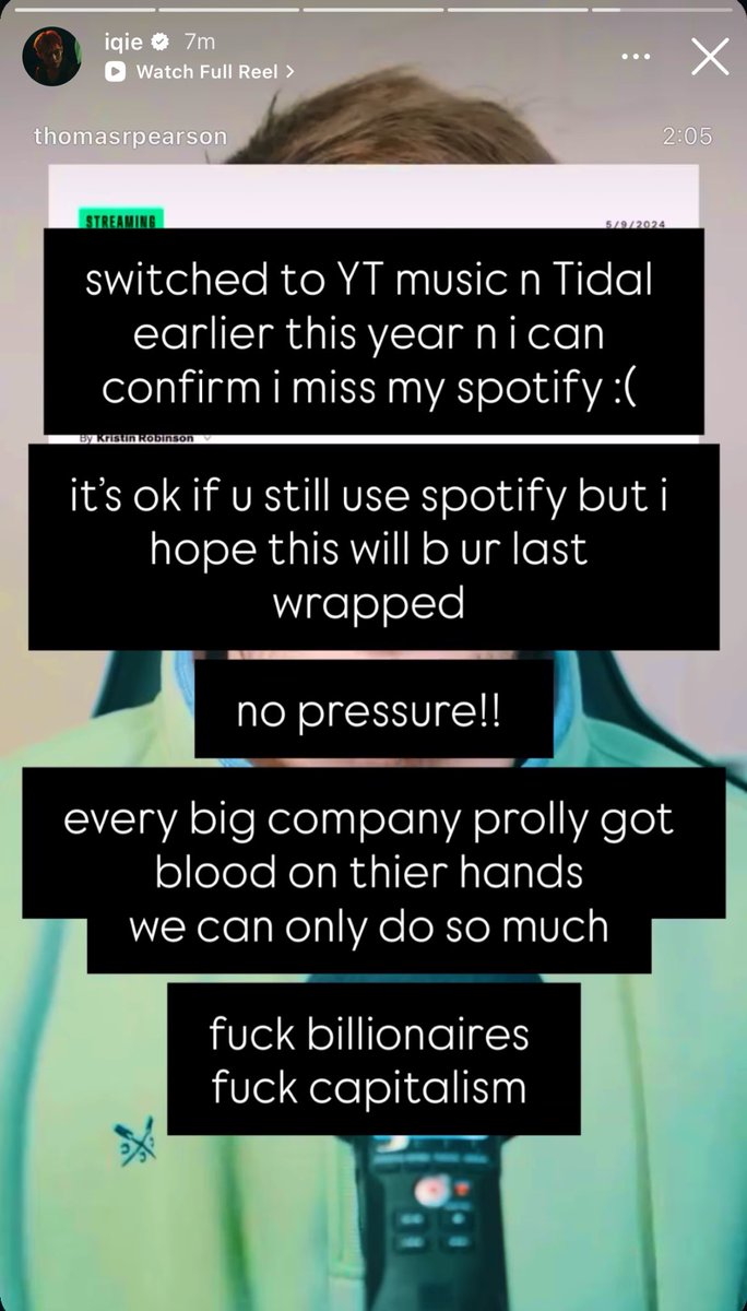 cartapop's tweet photo. Iqie of Insomniacks reveals he switched to YouTube Music and Tidal from Spotify earlier this year.

“fuck capitalism” https://t.co/7a6YFa3mYZ