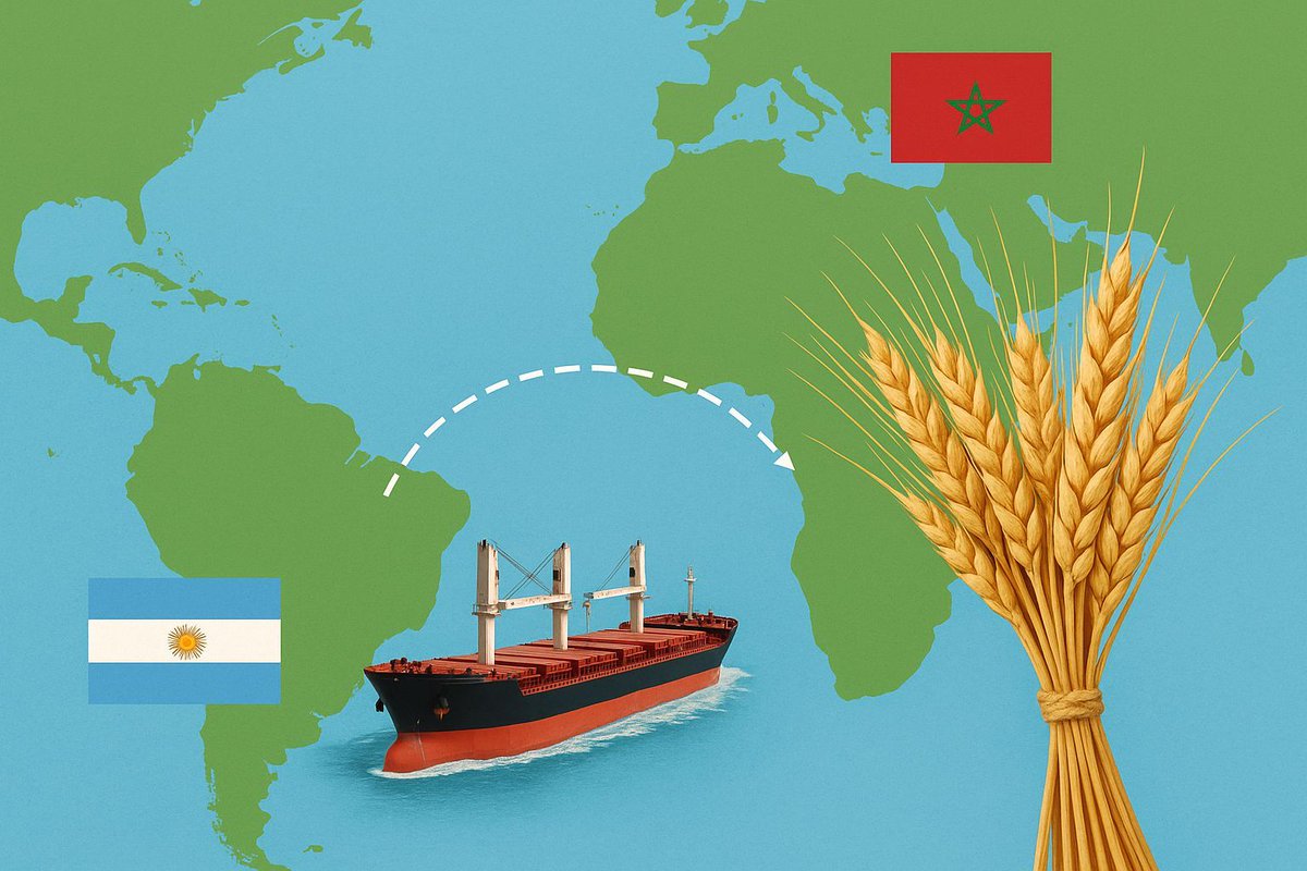 #Argentine #wheat is gaining ground in the Maghreb:
 Competitive prices, consistent quality, and flexible logistics are positioning it as a key supplier against Europe and the #BlackSea. 🌾🇦🇷🌍 #Agribusiness  #Maghreb #Maroc