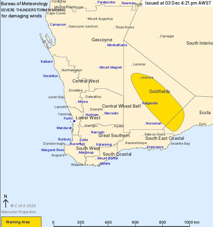 weather_wa's tweet image. A Severe Thunderstorm Warning Has Been Issued For Parts Of The #Eucla And #Goldfields Forecast Districts 🌩️ #WesternAustralia x.com/weather_wa/sta…