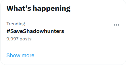 thewritingkoala's tweet photo. We're trending again... but Netflix is blind...

#Shadowhunters #SaveShadowhunters https://t.co/GWalz1zu32