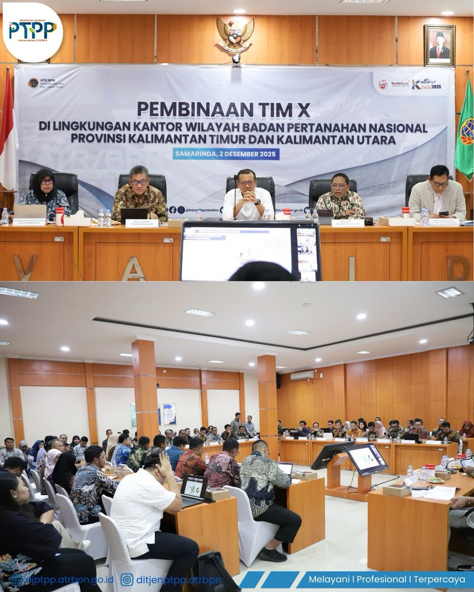 KANTAHKABKUDUS's tweet photo. Samarinda - Kementerian ATR/BPN menyelenggarakan Pembinaan Kegiatan dan Program Strategis Pelayanan Pertanahan Tahun 2025 di lingkungan Kantor Wilayah BPN Provinsi Kalimantan Timur dan Kantor Wilayah BPN Provinsi Kalimantan Utara

#ditjenptpp
#sobatptpp https://t.co/vJFCHbeRvW