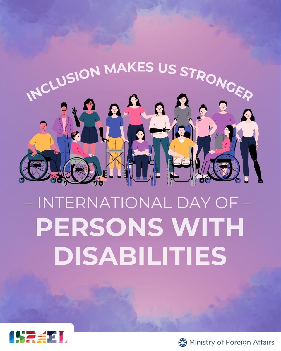 IsraelinGeneva's tweet image. On International Day of Persons with Disabilities, Israel stands with the global community in promoting inclusion, accessibility, and equal opportunity for all. 

We remain committed to building a society where everyone can thrive.   

#IDPD #DisabilityDay