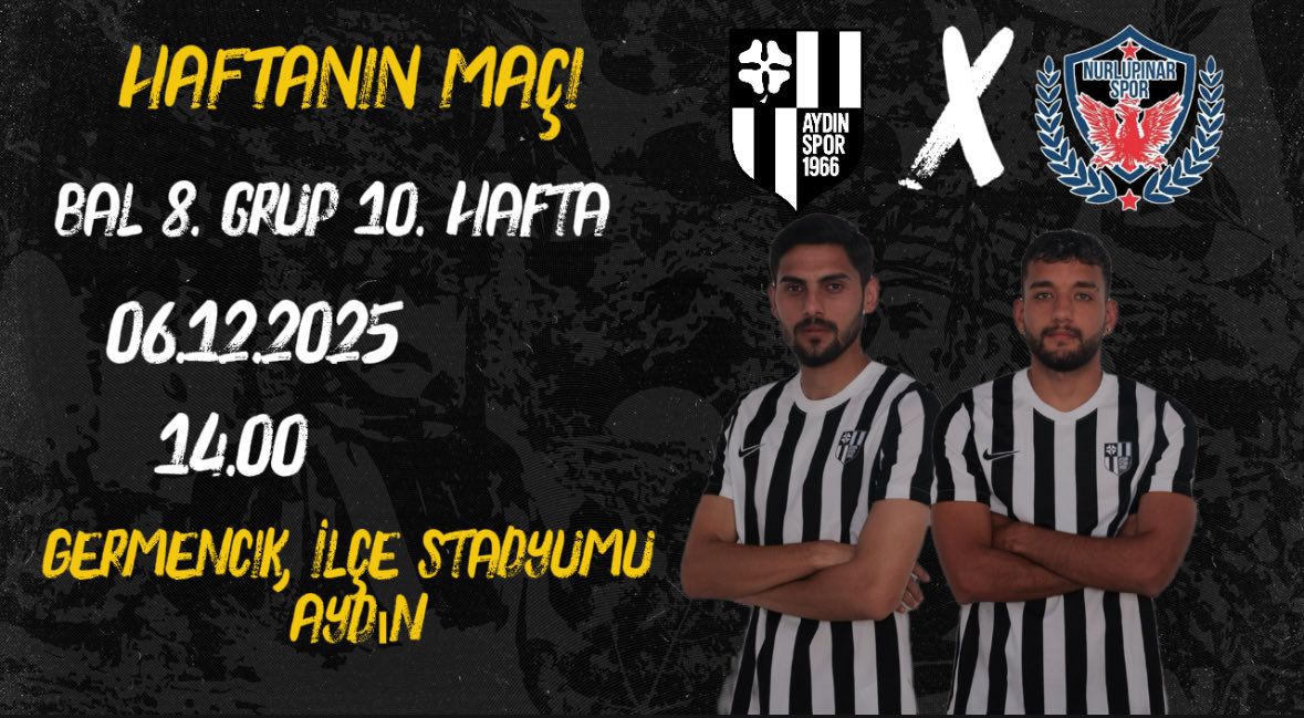 Bölgesel Amatör Lig 8. Grup | 10. Hafta
🆚 1965 Nurlupınar Spor 
🗓️  06 Aralık 2025, Cumartesi
🕑 14.00
🏟️ Germencik ilçe Stadyumu, Aydın