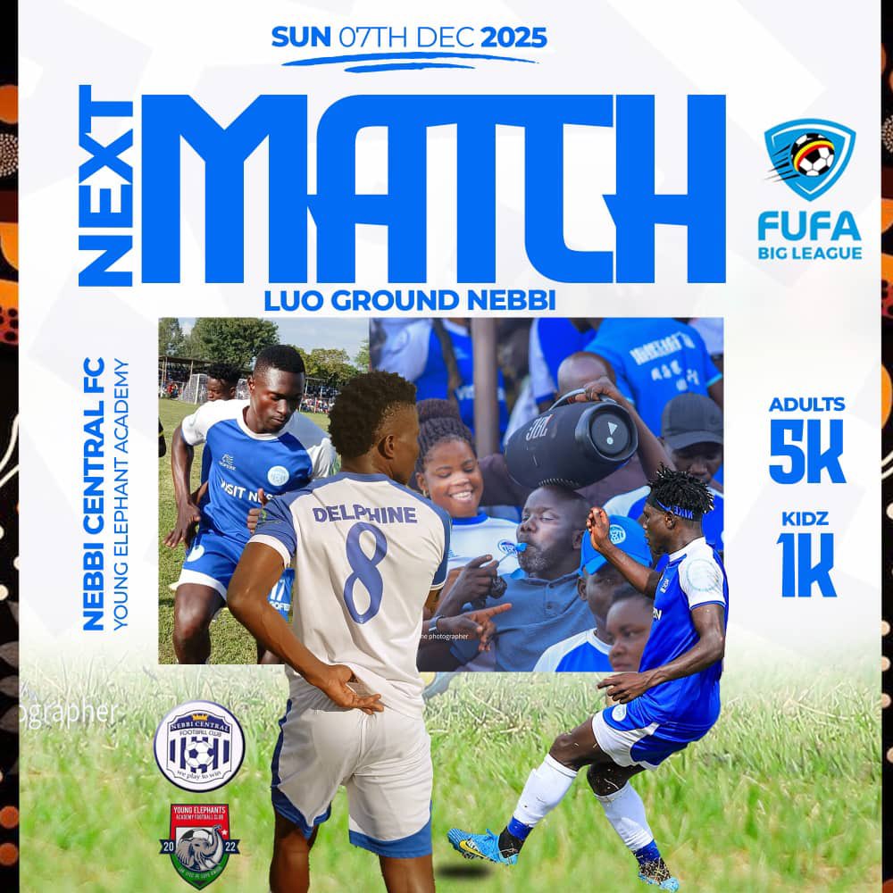 Nebbi_Central's tweet photo. 🔵⚪| COMING UP🏋️♀️
🆚 YOUNG ELEPHANTS ACADEMY
🗓SUNDAY 7TH DEC 2025
🏟 LUO GROUND
⏰4:00 PM
💵5K ADULTS, 1K CHILDREN
#FBL #NCYEA #WeAreNebbiCentralFc #WePlay2Win #TheRoyals #MissionNextLevel https://t.co/C3430efQ8N