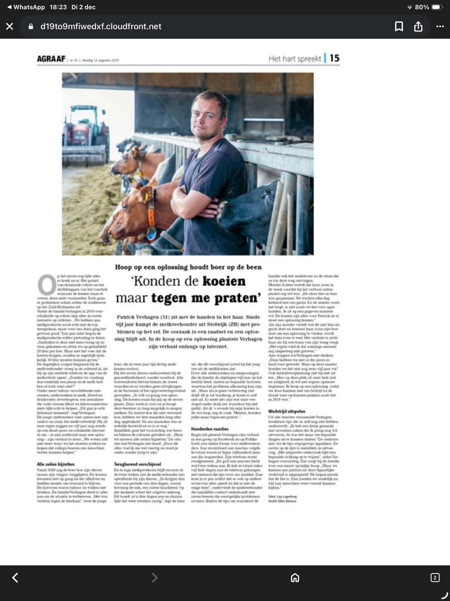 -‘Konden koeien maar tegen me praten’ 
-Vanavond stond ik tussen familie, buren, vrienden en collega-boeren.
-De pijn was rauw. De onmacht voelbaar.
-De stilte schreeuwde harder dan welke boodschap ook.
-Een jonge boerenzoon, mens, ondernemer

Volledige tekst bij <a href="/FDF_Nederland/">Farmers Defence Force</a>