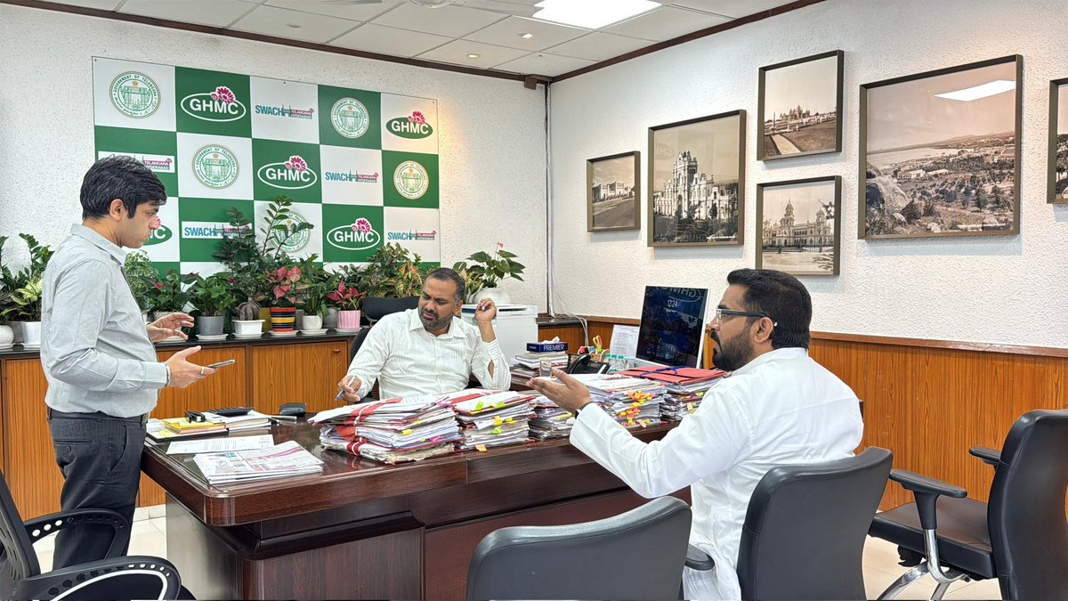 Met <a href="/CommissionrGHMC/">Commissioner GHMC</a> Mr. R.V. Karnan and #GHMC <a href="/ZC_Khairatabad/">Zonal Commissioner Khairatabad, GHMC</a> Mr. Anurag Jayanthi regarding Various development works of Nampally Constituency, Hyderabad.