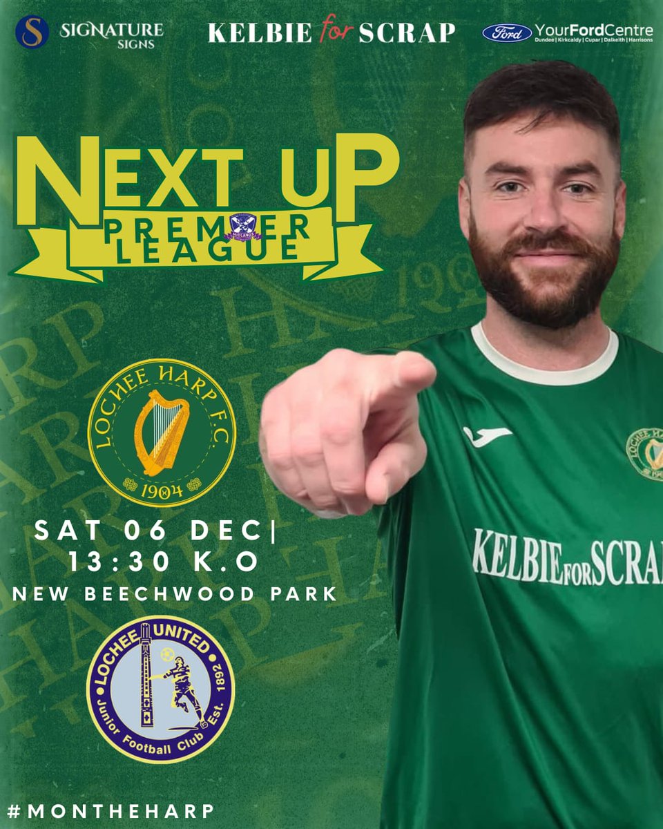 Midlands Football

Next up is the Lochee Derby at New Beechwood Park.

New management in the dugout this weekend who will be raring to go.

Come along and support the team in what will undoubtedly be a hard fought game.

Kick off 1.30pm.

#MonTheHarp