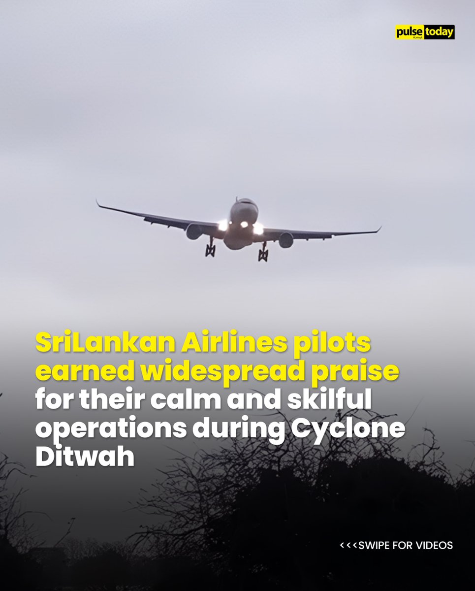 pulse_today's tweet photo. SriLankan Airlines pilots have been commended by passengers for their professionalism during the severe weather brought by Cyclone Ditwah. 

Read more: https://t.co/g5PkwjEQCJ

#PulseToday #SLNews #SriLanka #lka #SriLankanAirlines #VisitSL #visitsrilanka https://t.co/PyBFndzPXC