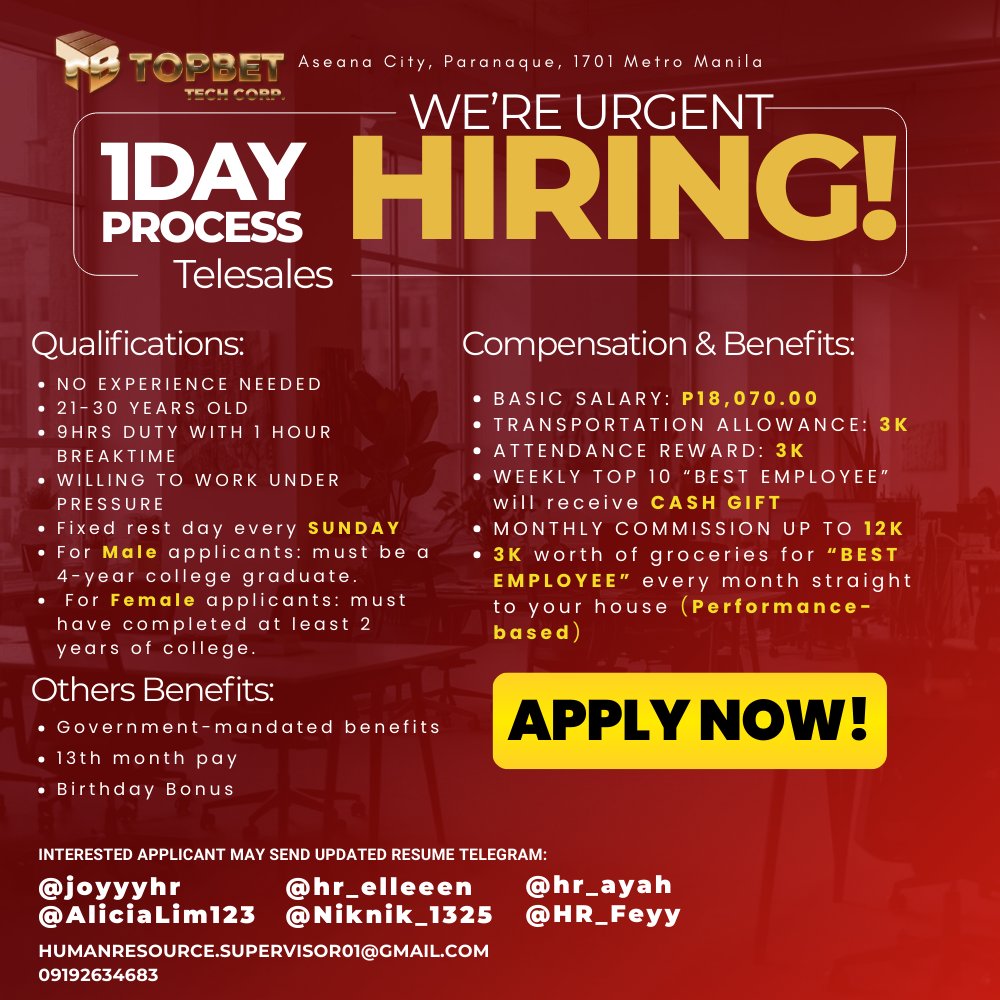 topbethr08's tweet image. We are still hiring: TELESALES 💼🤝🏽

#Hire #hiring #hirephpdevelopers #apply