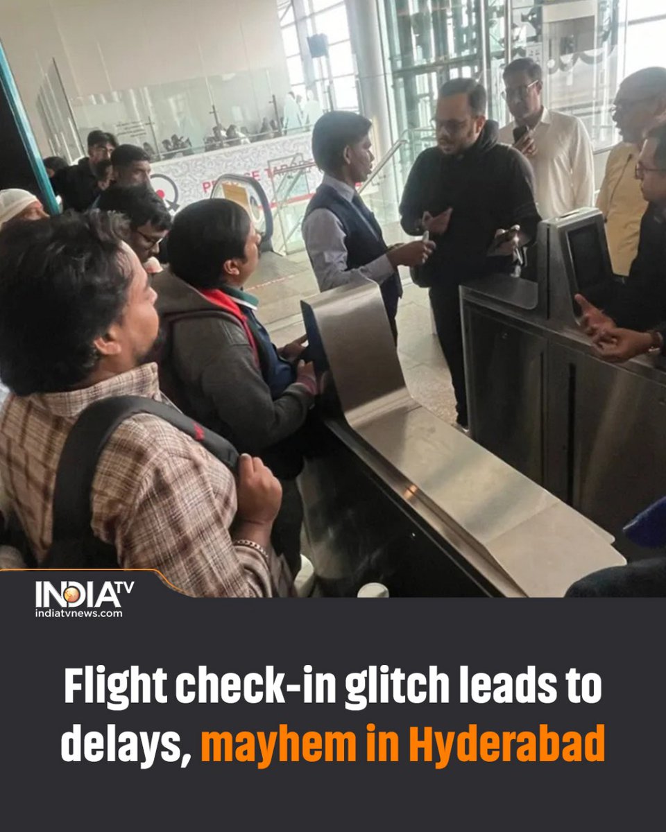 indiatv's tweet image. Flight check-in glitch leads to delays across airports, mayhem in Hyderabad as fliers question airlines

Read more here:
tinyurl.com/47vtrcz7

#hyderabadairport #TechnicalGlitch #delayedcheckins