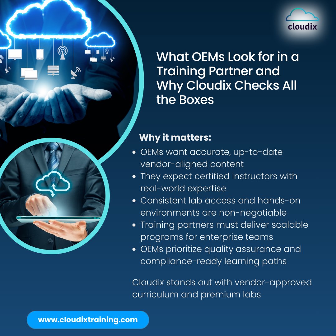CloudixT's tweet photo. Cloudix isnβt just another training provider - itβs the preferred partner for OEM-aligned, enterprise-ready technical training.
#CloudixTraining #OEMTraining #TechUpskilling #EnterpriseTraining #Nutanix #AWSTraining #CloudSkills #HybridCloud #ITTrainingPartner https://t.co/XXowXA5BgW