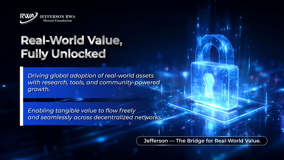 jeff_rwa_web3's tweet photo. Real-World Value, Fully Unlocked.
Bridging tangible assets into decentralized networks —
clearer, faster, and globally accessible. 🌍🔗
Jefferson — The Bridge for Real-World Value.
#Jefferson #RWA #RealWorldValue #DecentralizedFinance #Web3Infrastructure #OnChainEconomy https://t.co/R2aGc5AXiK