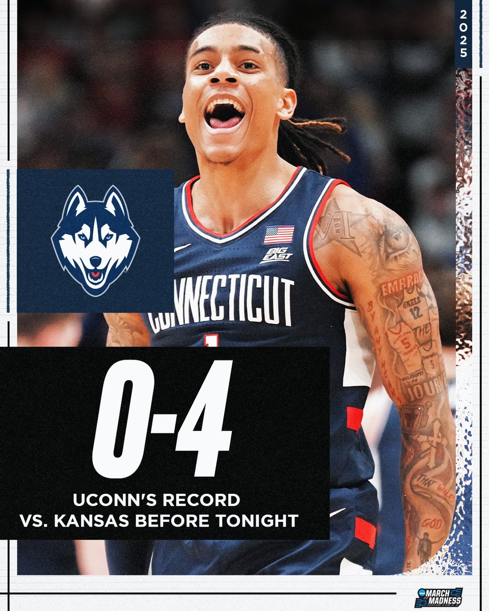 UConn collects its first win over Kansas in program history tonight 🤯