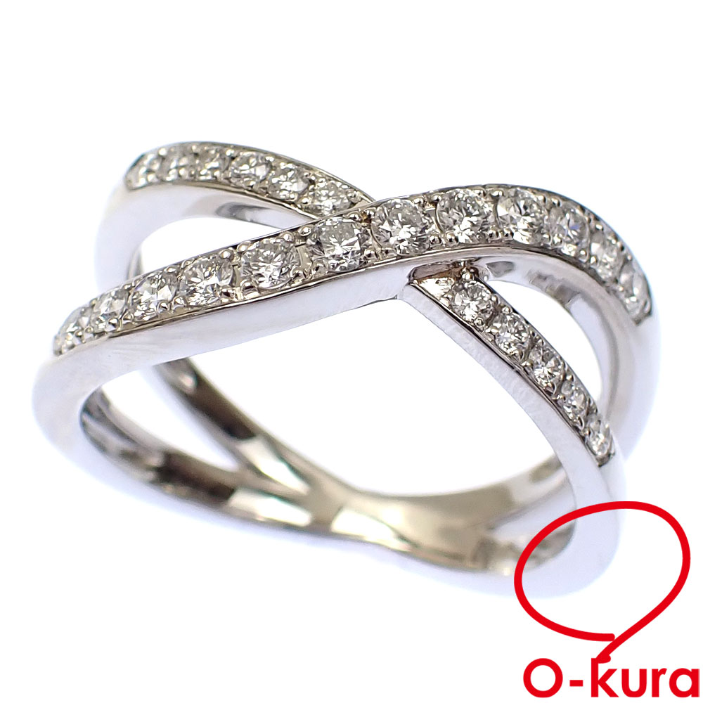 ✨販売中✨ Pt900 クロスデザイン ダイヤモンド リング 18号