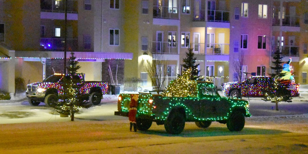 A variety of brightly decorated vehicles participated in tonight's 3rd annual Rogue Cruisers Christmas Care Home Cruise in Swift Current. Their route took them past all the local care homes and the hospital to bring festive cheer to residents.