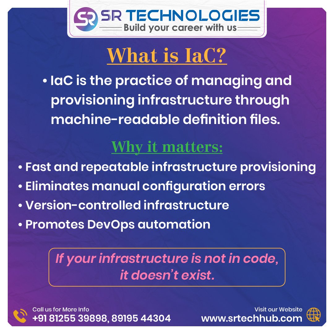 srdevopshub9's tweet image. IaC is the backbone of modern DevOps.

Terraform builds it, Ansible configures it, CloudFormation automates it all through code.

If you&apos;re serious about cloud careers, IaC is non-negotiable.

Training available at SR Technologies.

#IaC #InfrastructureAsCode #Terraform #Ansible