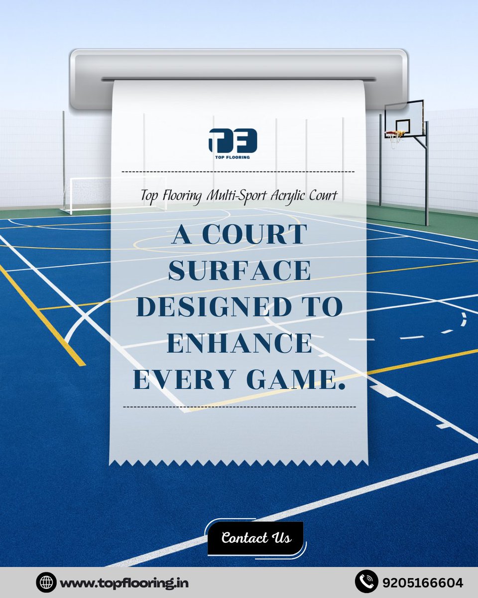 _top_flooring's tweet photo. One Court. Unlimited Potential
Top Flooring’s multi-sport courts deliver pro bounce, strong grip &amp; weather durability for basketball, tennis, volleyball.

Contact Us
📞 - 9205166604
📧 - topflooring.in@gmail.com
🌐 - https://t.co/J4FwVdJvBs
#MultiSportCourt #AcrylicSportsFlooring https://t.co/D0uysFiAlS