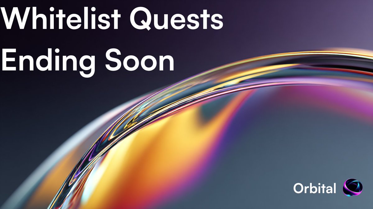 The Whitelist Quest window is closing.

If you haven’t completed them yet, now’s the time.
Secure your chance to grab a spot in our upcoming presale.

→ zealy.io/cw/orbitalxyz/…