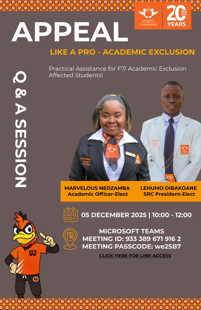 Good Day Orange Army!🧡🖤

Are you academically excluded? Worry not, we have you covered.

Link: teams.live.com/meet/933389671…