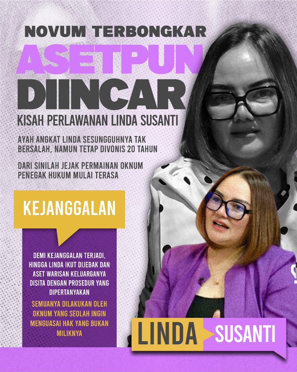 #PublikBerhakTahu
NOVUM TERBONGKAR.
Dalam upaya mencari keadilan, Linda Susanti menghadirkan bukti baru yg menurutnya mengungkap kekeliruan berat dlm putusan lama. Namun setelah novum muncul, justru terjadi perkembangan yg smakin membingungkan