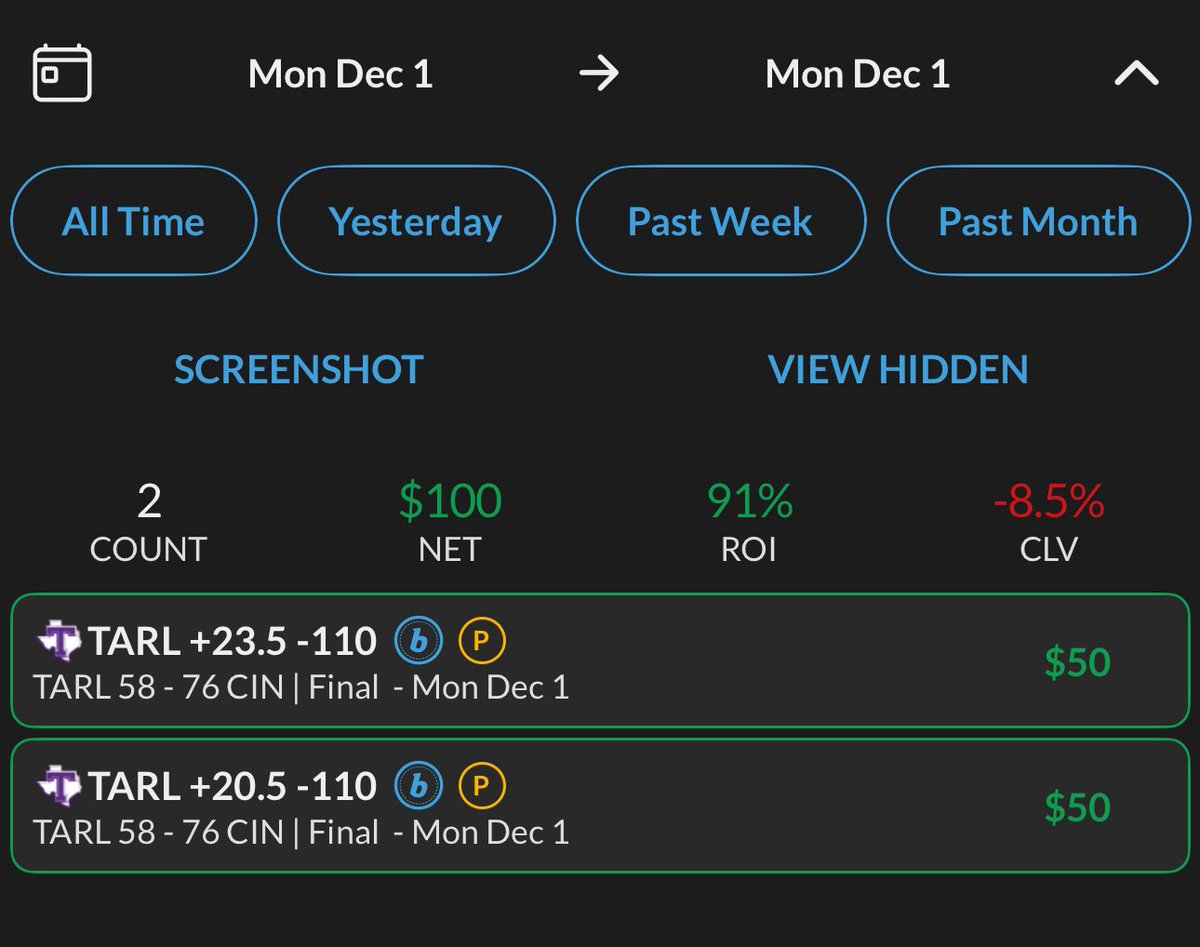 HunnitLocks's tweet image. Almost forgot to post our results yesterday 

Mini sweep 🧹 

Tarleton +20.5 ✅
Tarleton +23.5 ✅

Great way to start December 🎁
