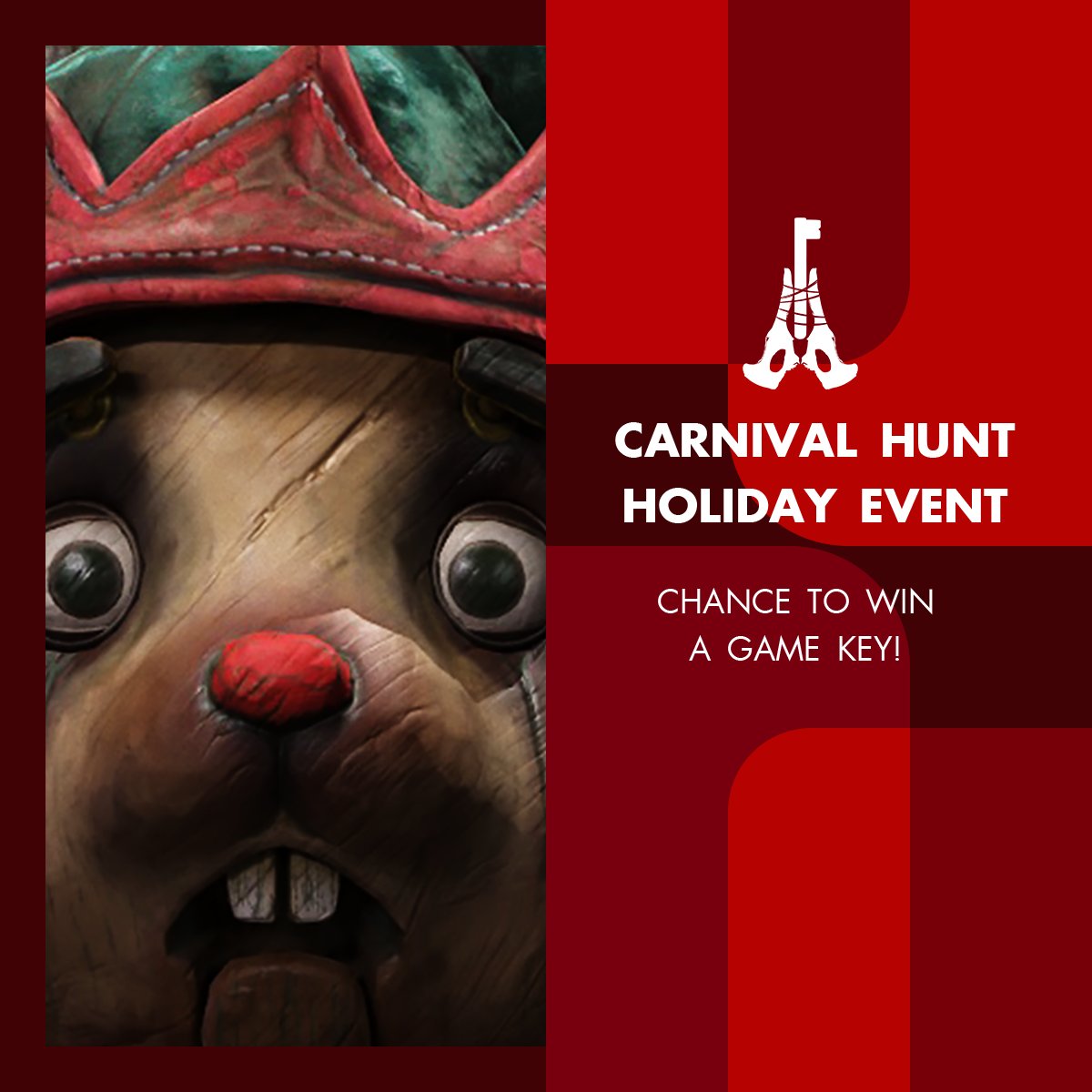 🎄 Carnival Hunt Discord Holiday Event is LIVE! 🎅
Win possible game keys and prizes! 🔑🔥
Your magical Candy Cane powers up with REACTIONS —
once we hit 3,250 reactions, the hidden art will be revealed! 👀✨

📝 How to join:
Read the steps in #holiday-event on Discord

Invite