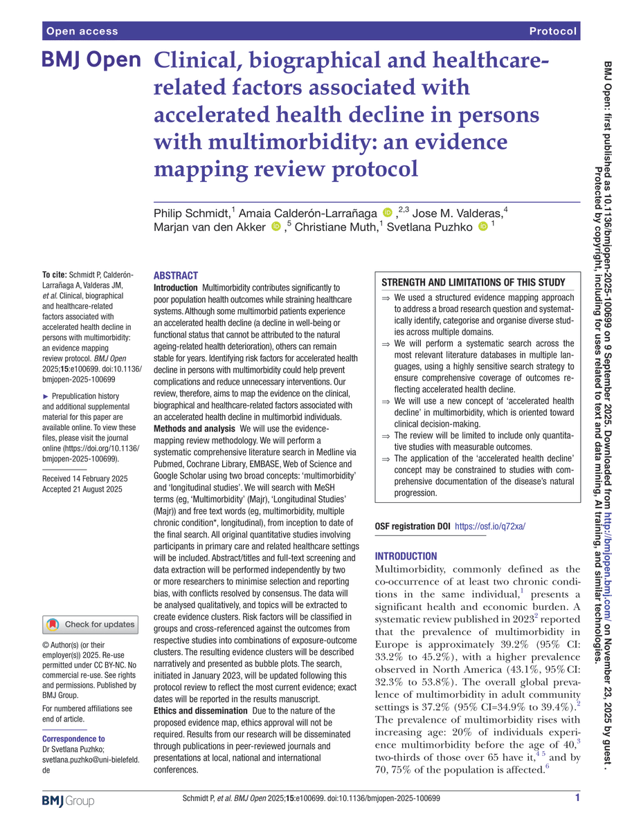famednusg's tweet photo. 📢 New publication alert! Co-authored by Prof @josemvalderas, this protocol maps how clinical, personal, and healthcare factors contribute to faster health decline in individuals with #multimorbidity.

Read: https://t.co/WS9UekWorc

#PopulationHealth #NUSMedicine #DFMResearch https://t.co/pluCGa6XMw