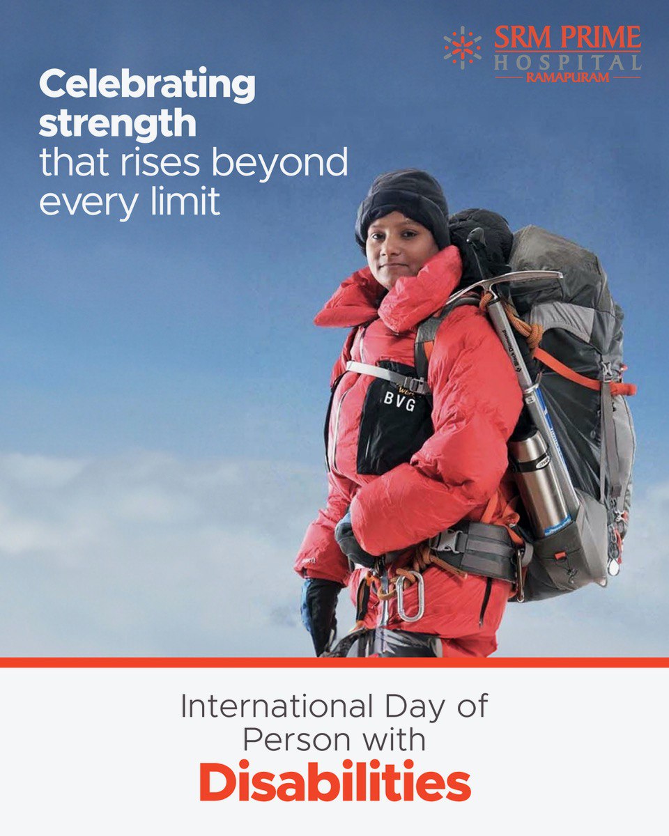srmprime's tweet photo. On International Day for Persons with Disabilities, we honour individuals who redefine ability through courage and determination. 

#SRMPrimeHospital #RestoringLives #HealthcareExcellence https://t.co/XkGoWZJaIA