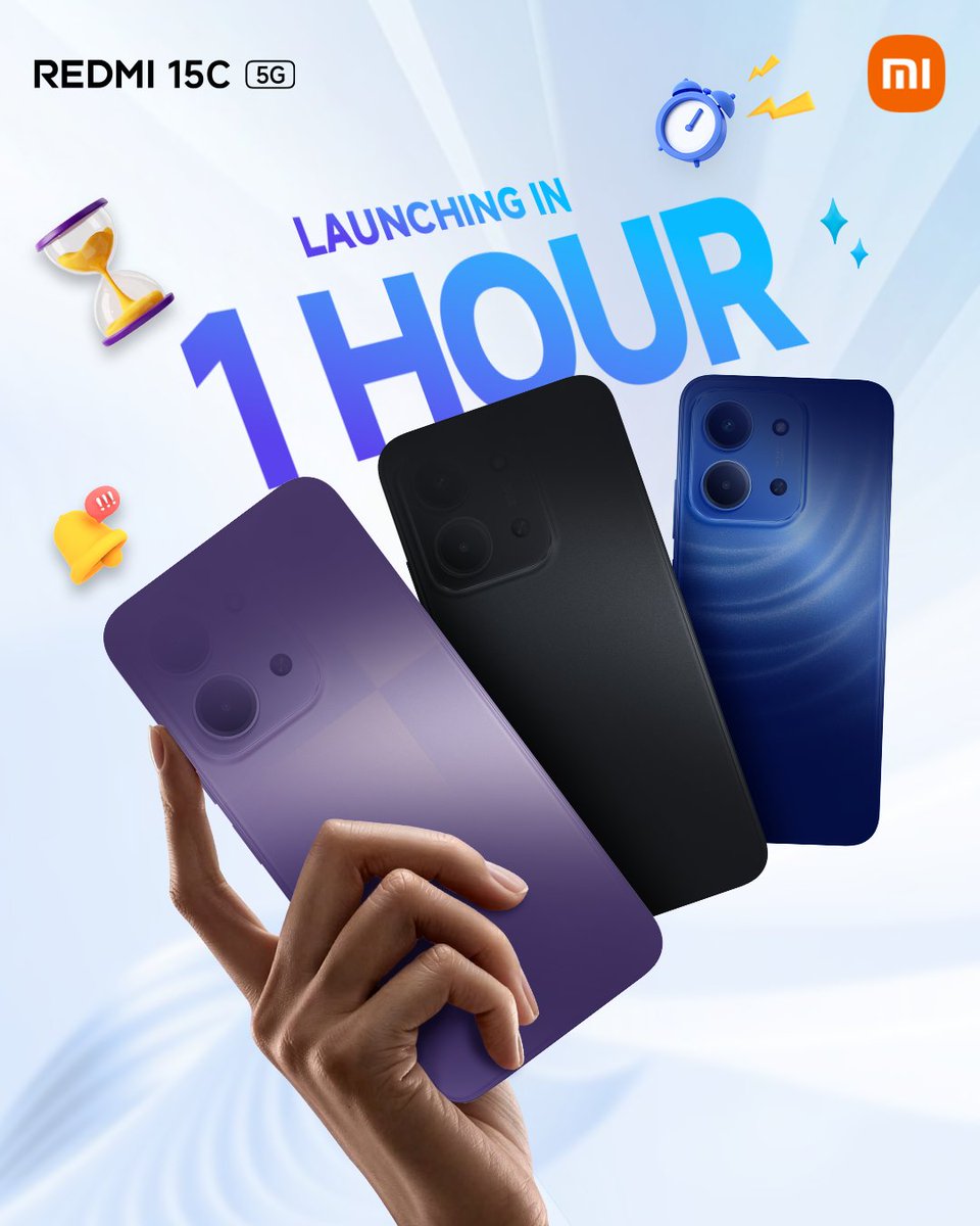RedmiIndia's tweet image. The clock’s ticking, and the excitement’s peaking!  

#REDMI15C 5G, the #2026KaBigBoss, launches in just 1 hour. 

This is your cue to witness the next Big Thing.
Know More -&amp;gt; bit.ly/2026Ka_BigBoss